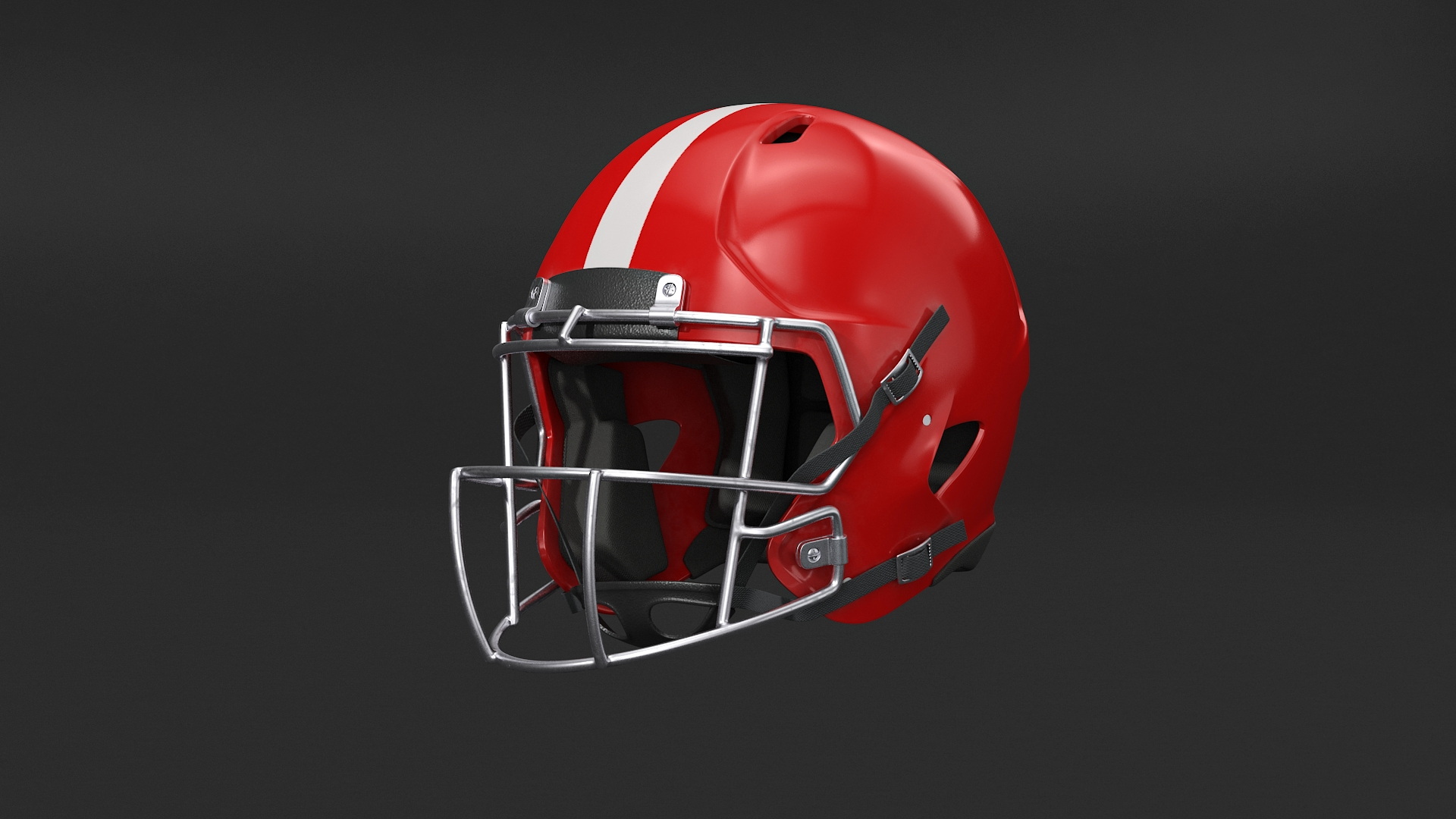 3D Black Man American Football Player Crouching Red Uniform