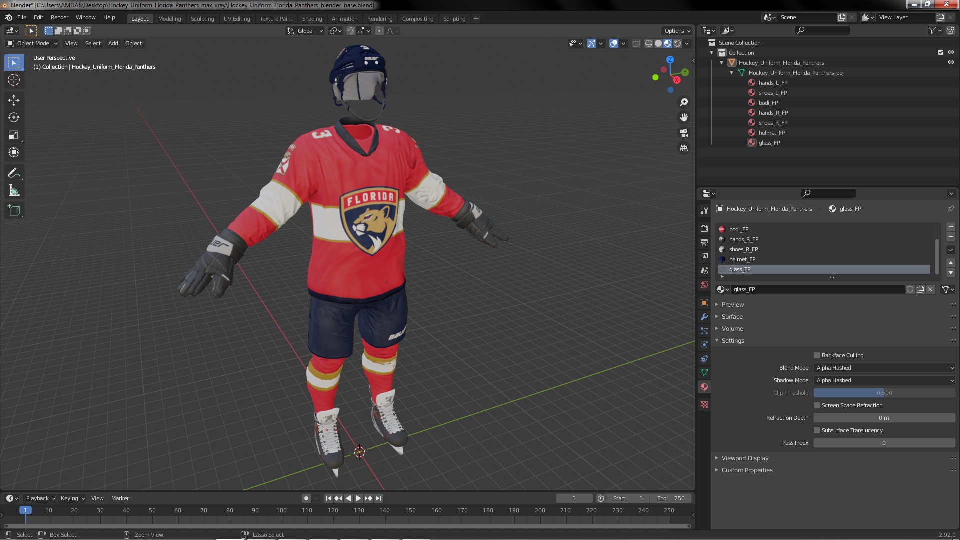 3D Hockey Uniform Florida Panthers