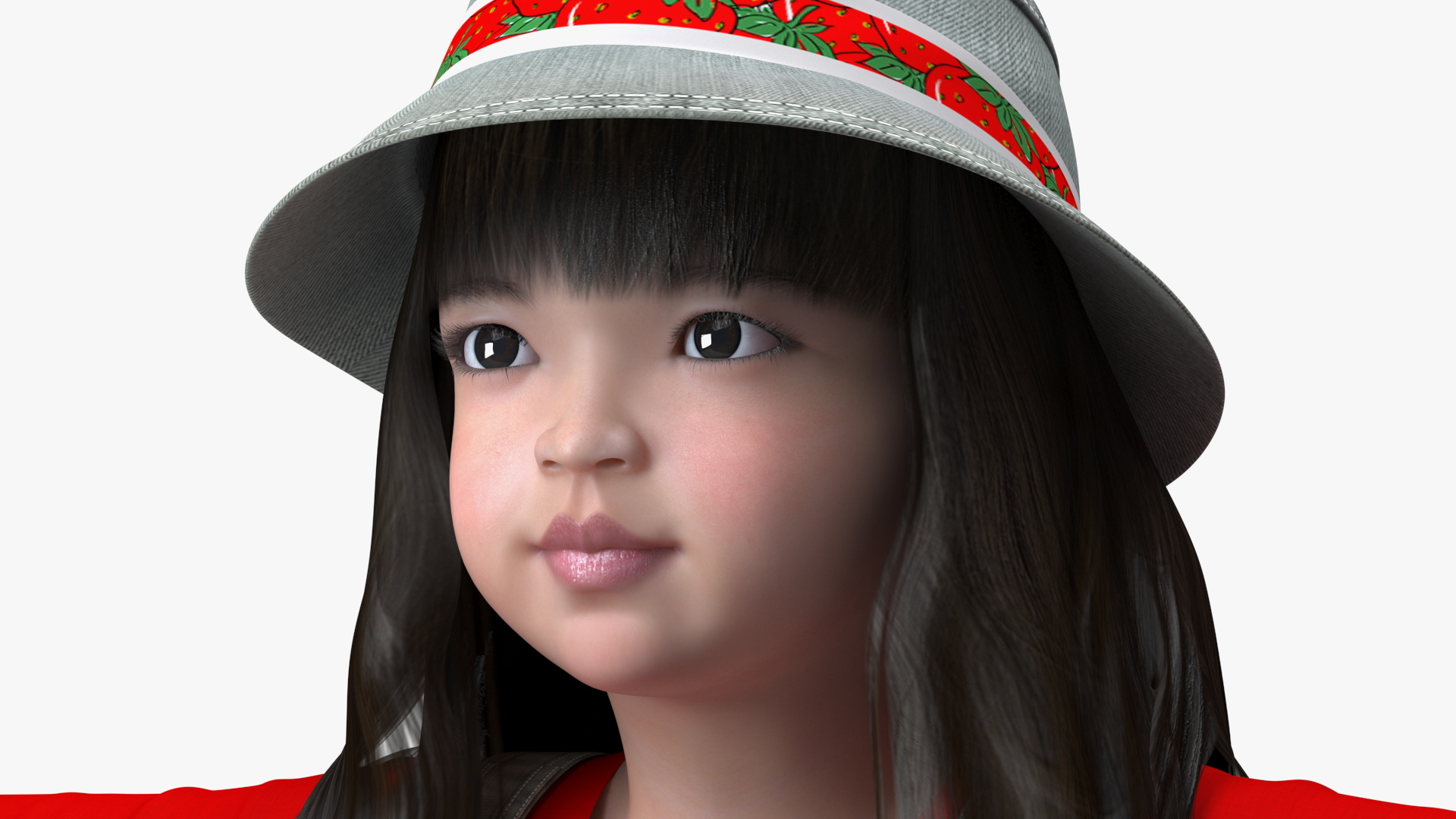 3D Realistic Chinese Girl Child in Street Dress T-Pose