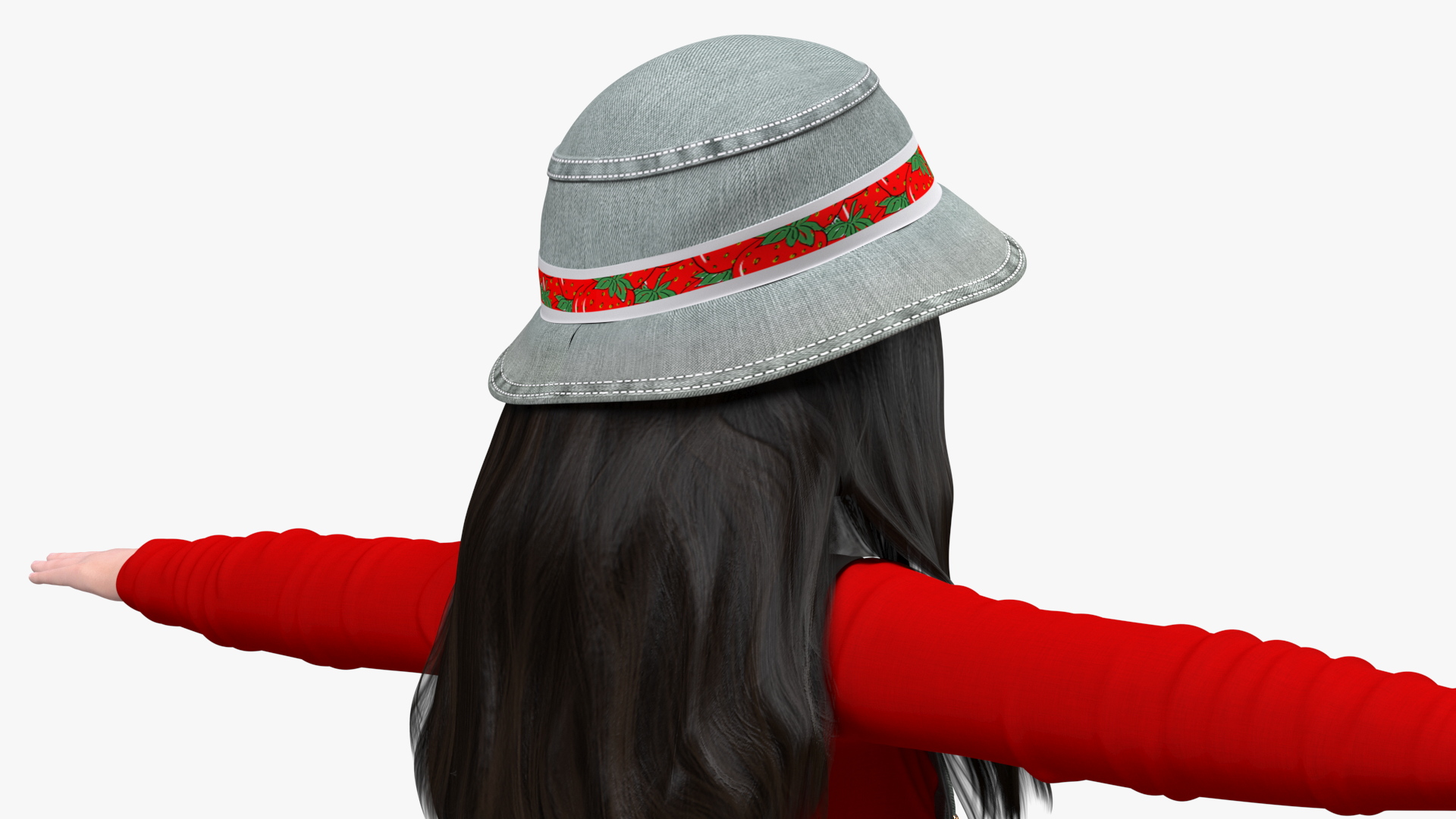 3D Realistic Chinese Girl Child in Street Dress T-Pose