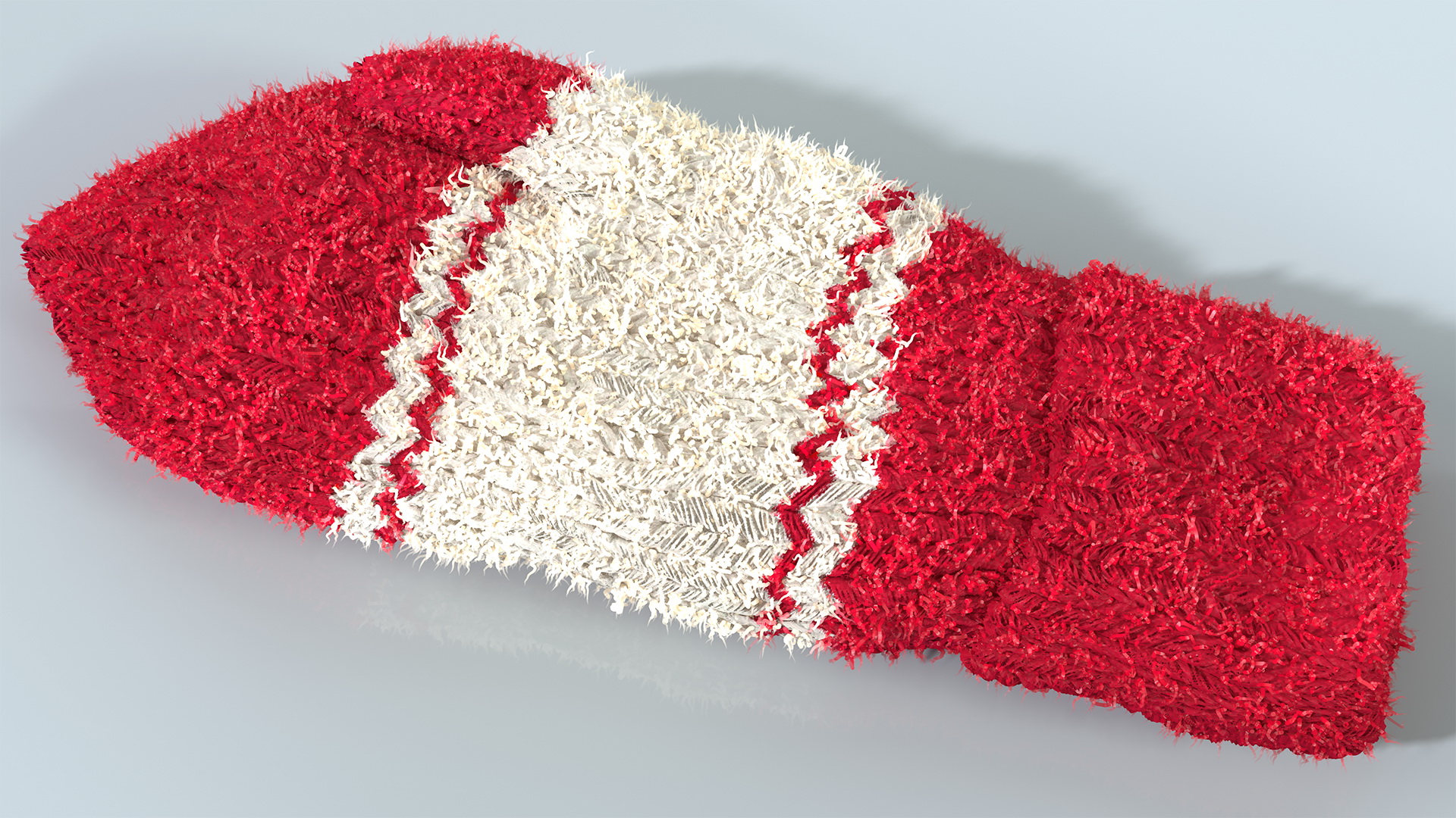 3D Knitted Red Wool Mittens Fur model