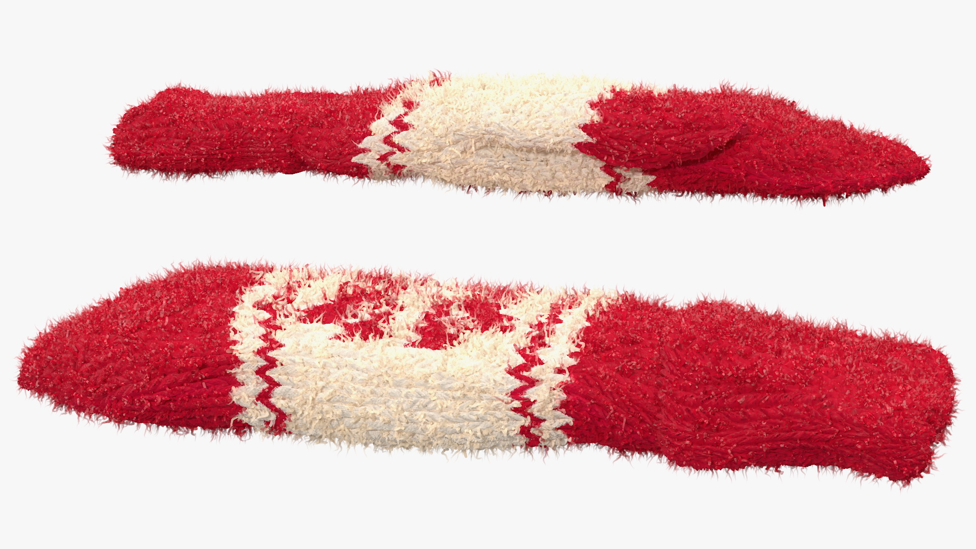 3D Knitted Red Wool Mittens Fur model