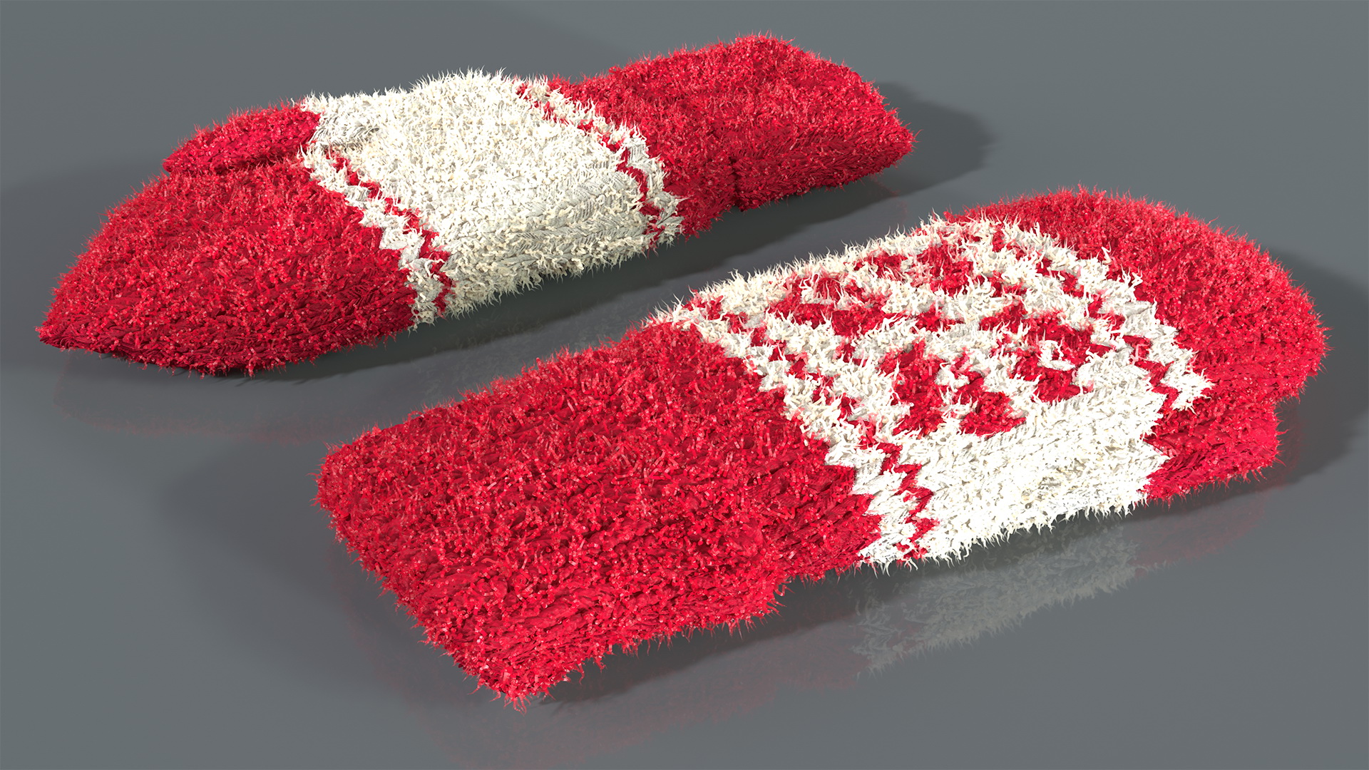 3D Knitted Red Wool Mittens Fur model