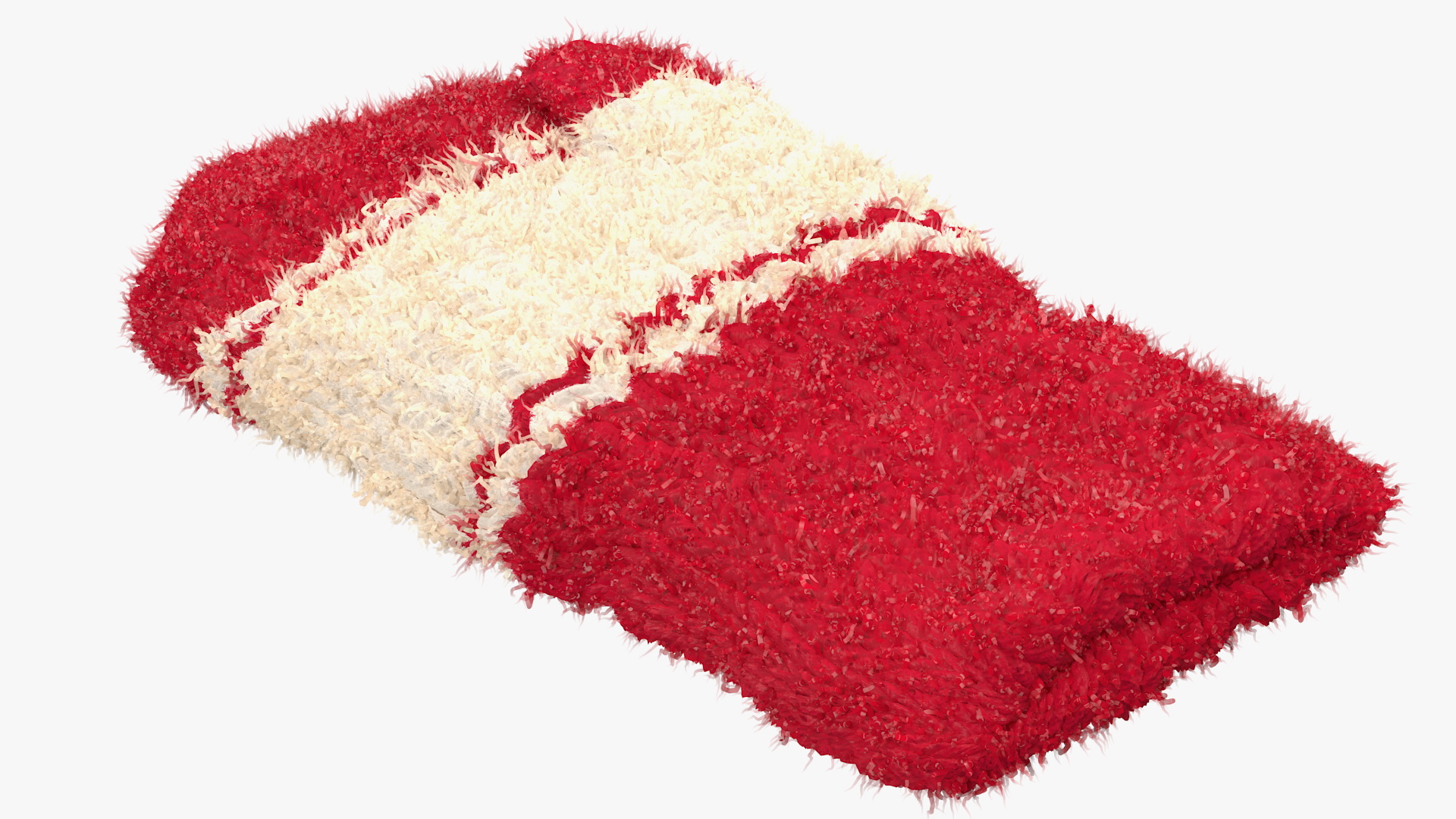 3D Knitted Red Wool Mittens Fur model