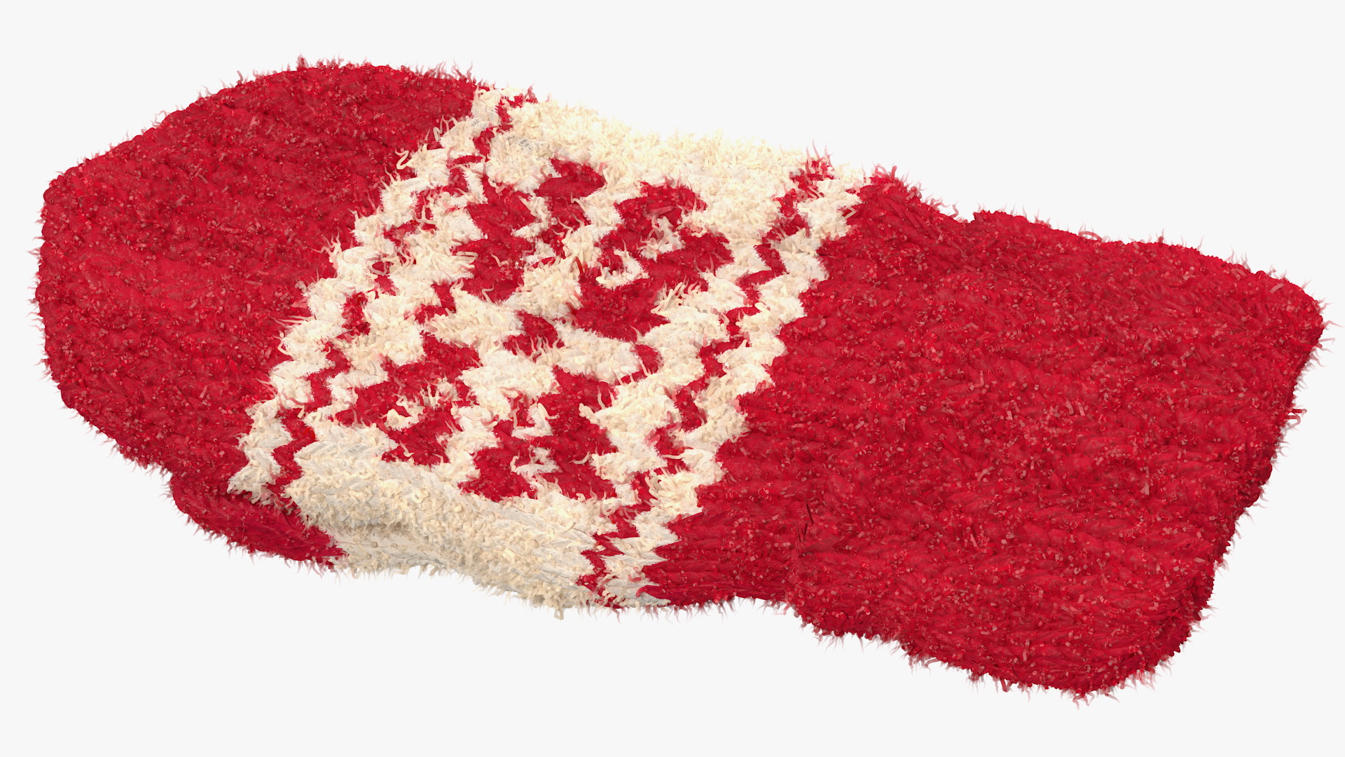 3D Knitted Red Wool Mittens Fur model