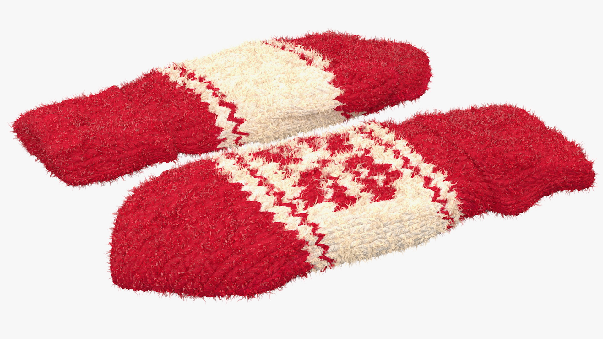 3D Knitted Red Wool Mittens Fur model