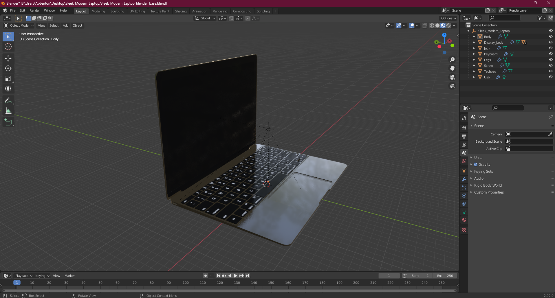 Sleek Modern Laptop 3D model