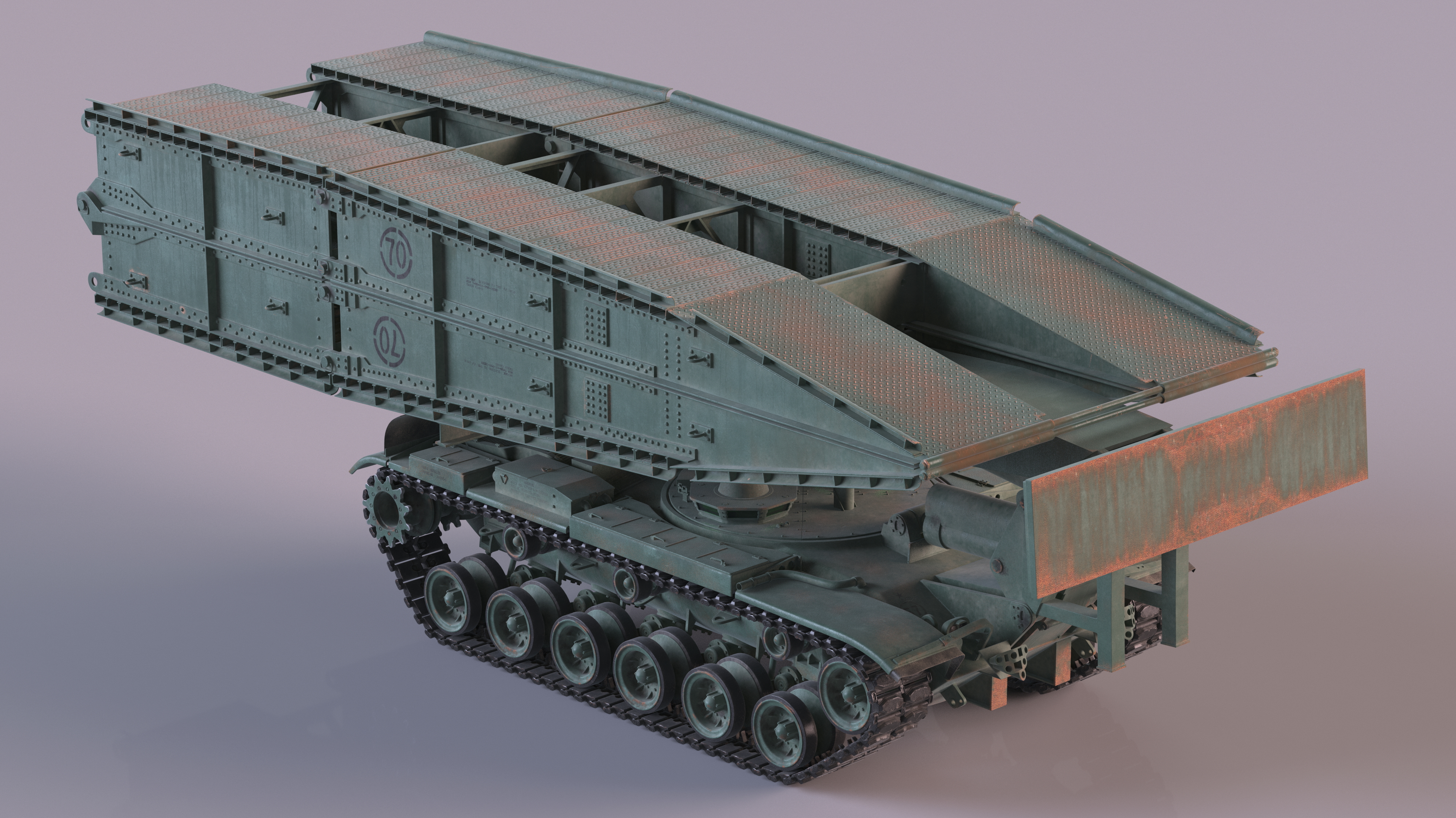 3D Green Armored Vehicle Launched Bridge AVLB M60A1 model