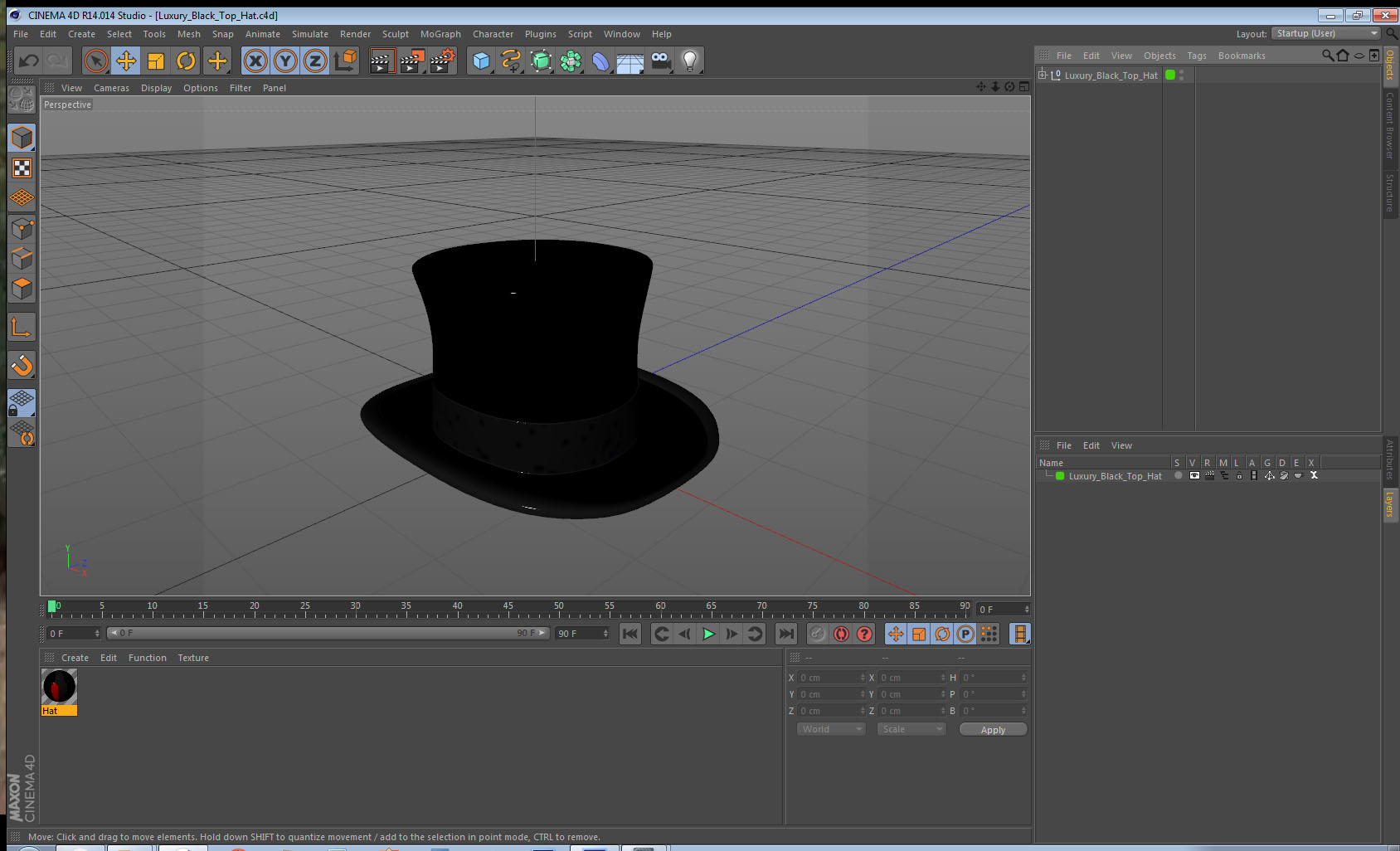 3D model Luxury Black Top Hat