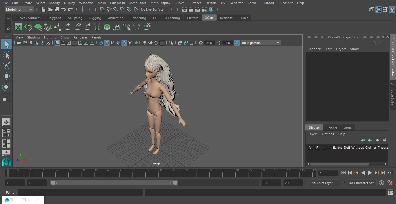 Barbie Doll Without Clothes T-pose 3D model