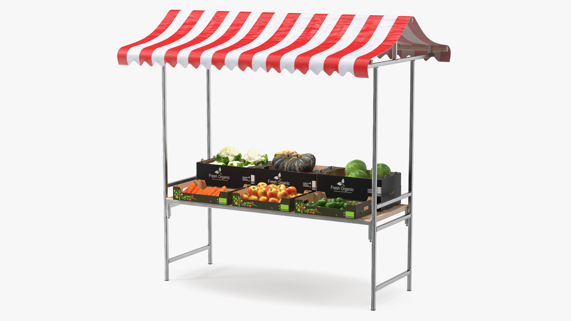 3D Market Stall With Vegetables model