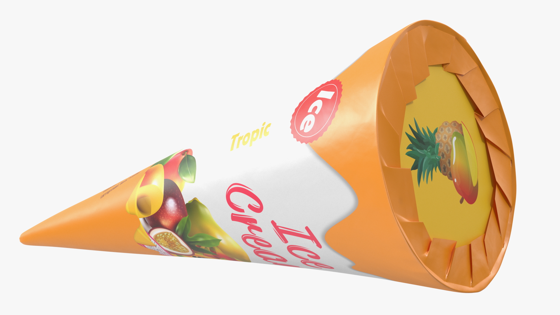 3D Cone Ice Cream Package Mockup Tropic