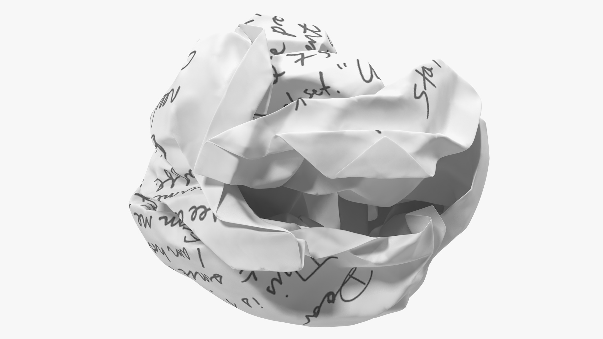 Crumpled Paper Ball with Text 3D model