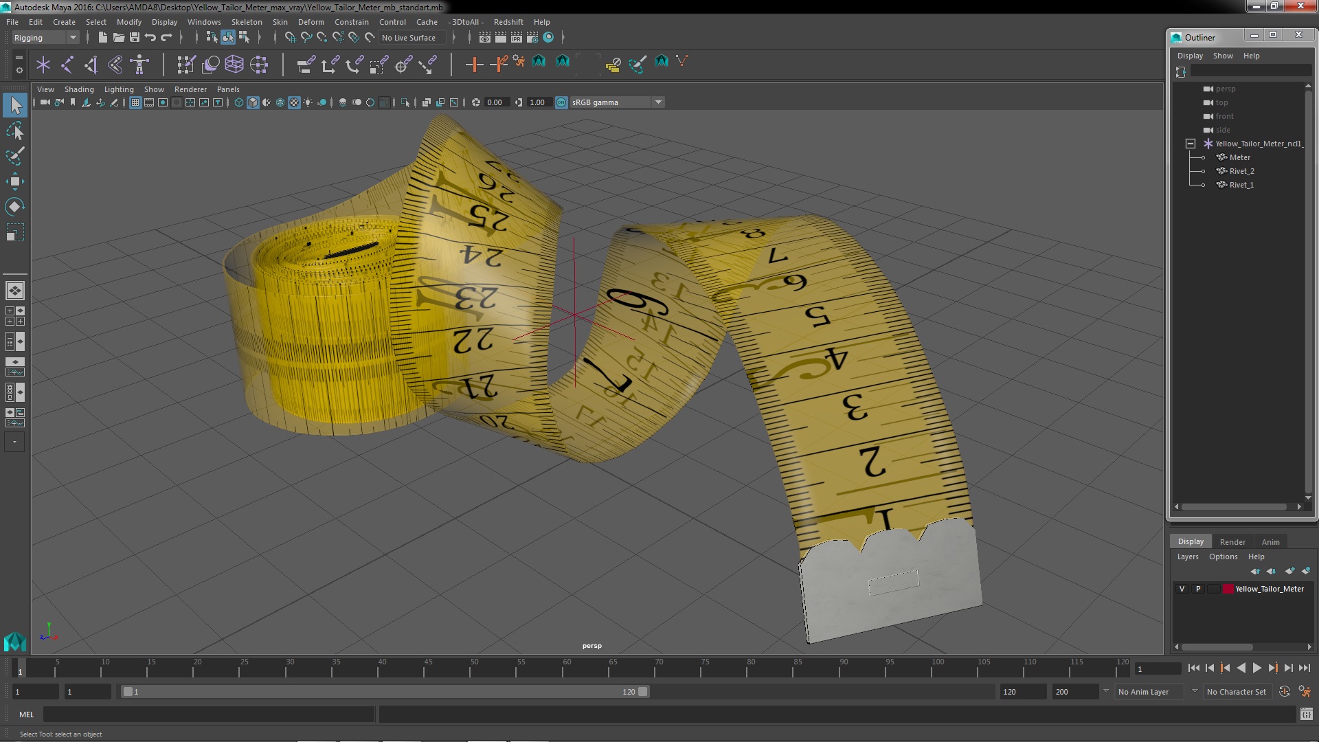Yellow Tailor Meter 3D model