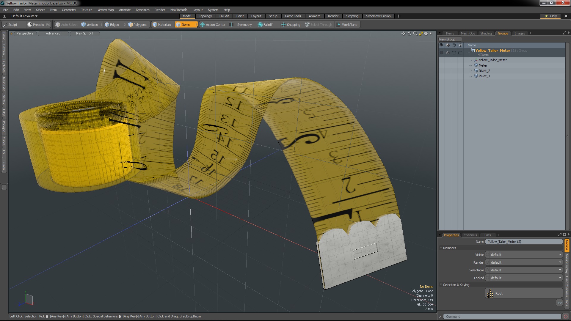 Yellow Tailor Meter 3D model