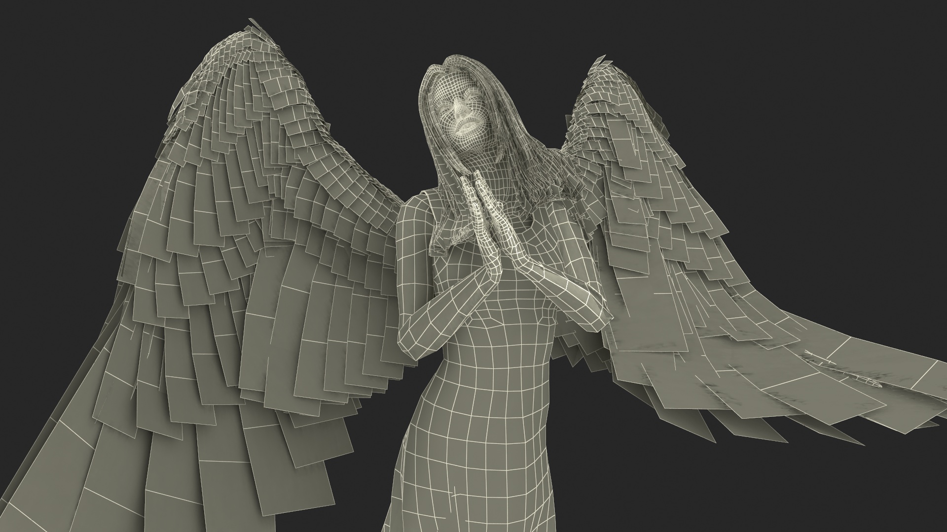 3D Green-Eyed Blonde Angel Woman Rigged