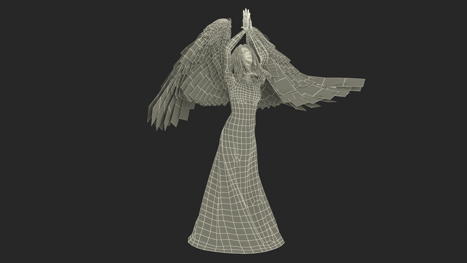 3D Green-Eyed Blonde Angel Woman Rigged