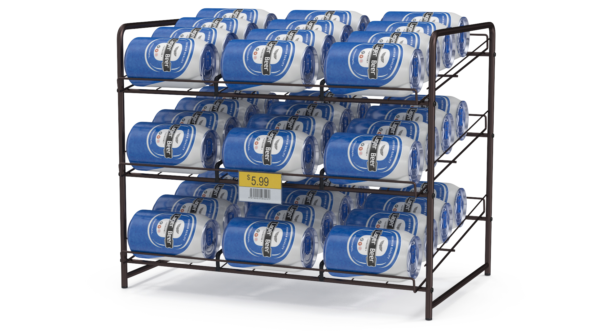 Beverage Organizer with Cans and Price Label 3D model