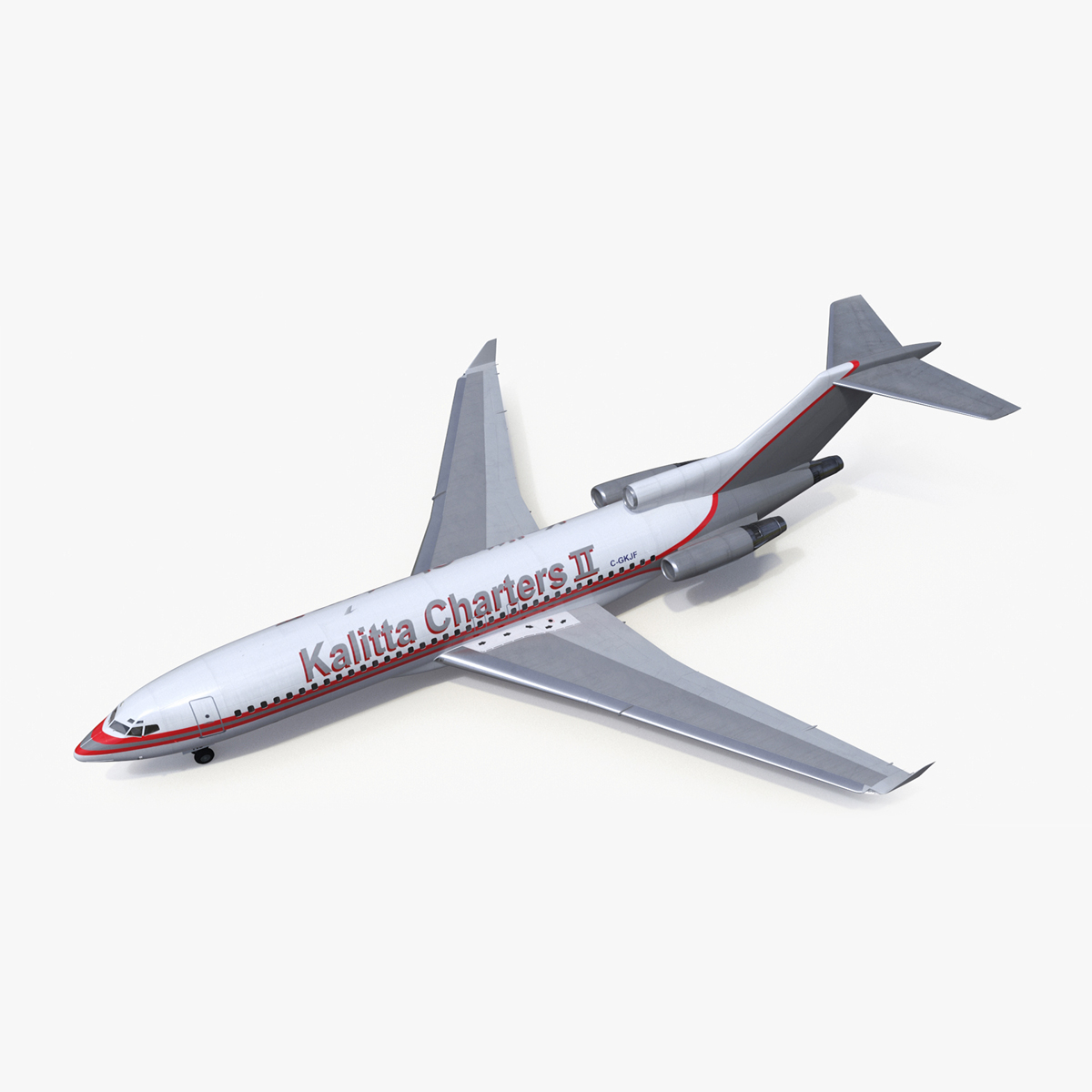 3D model Charter Boeing 727-100 Kalitta Charters Rigged for Maya