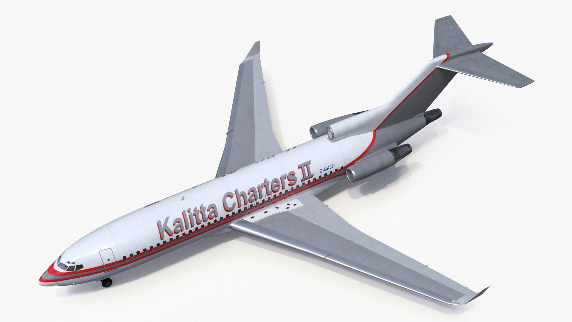 3D model Charter Boeing 727-100 Kalitta Charters Rigged for Maya