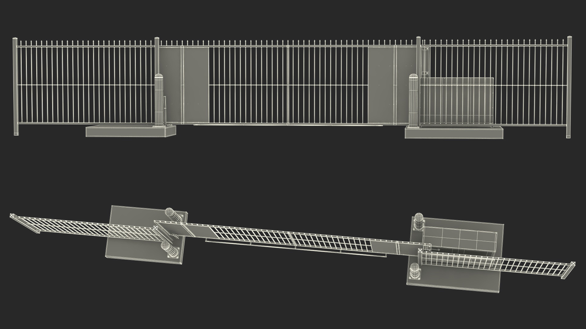 3D Vertical Pivot Gates Black Rigged model