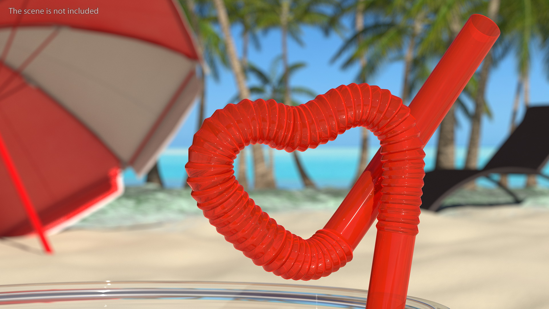 Drinking Straw Heart Shaped 3D