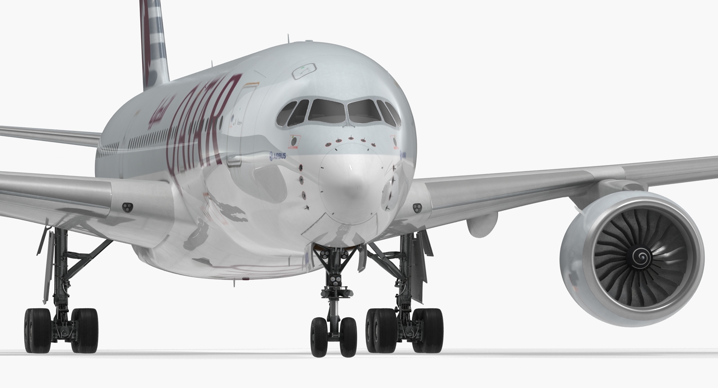 3D Airbus A350 800 Qatar Rigged model