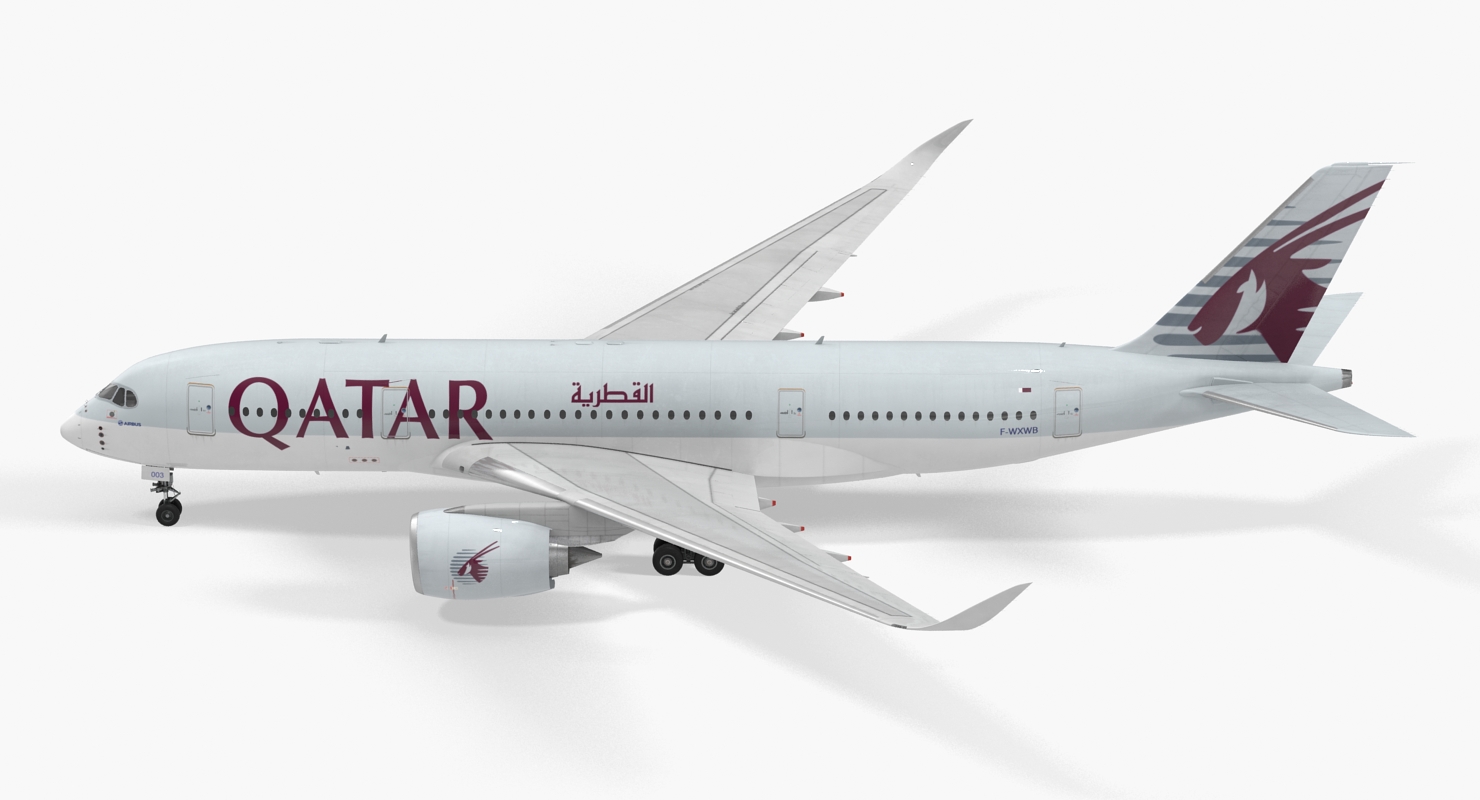 3D Airbus A350 800 Qatar Rigged model