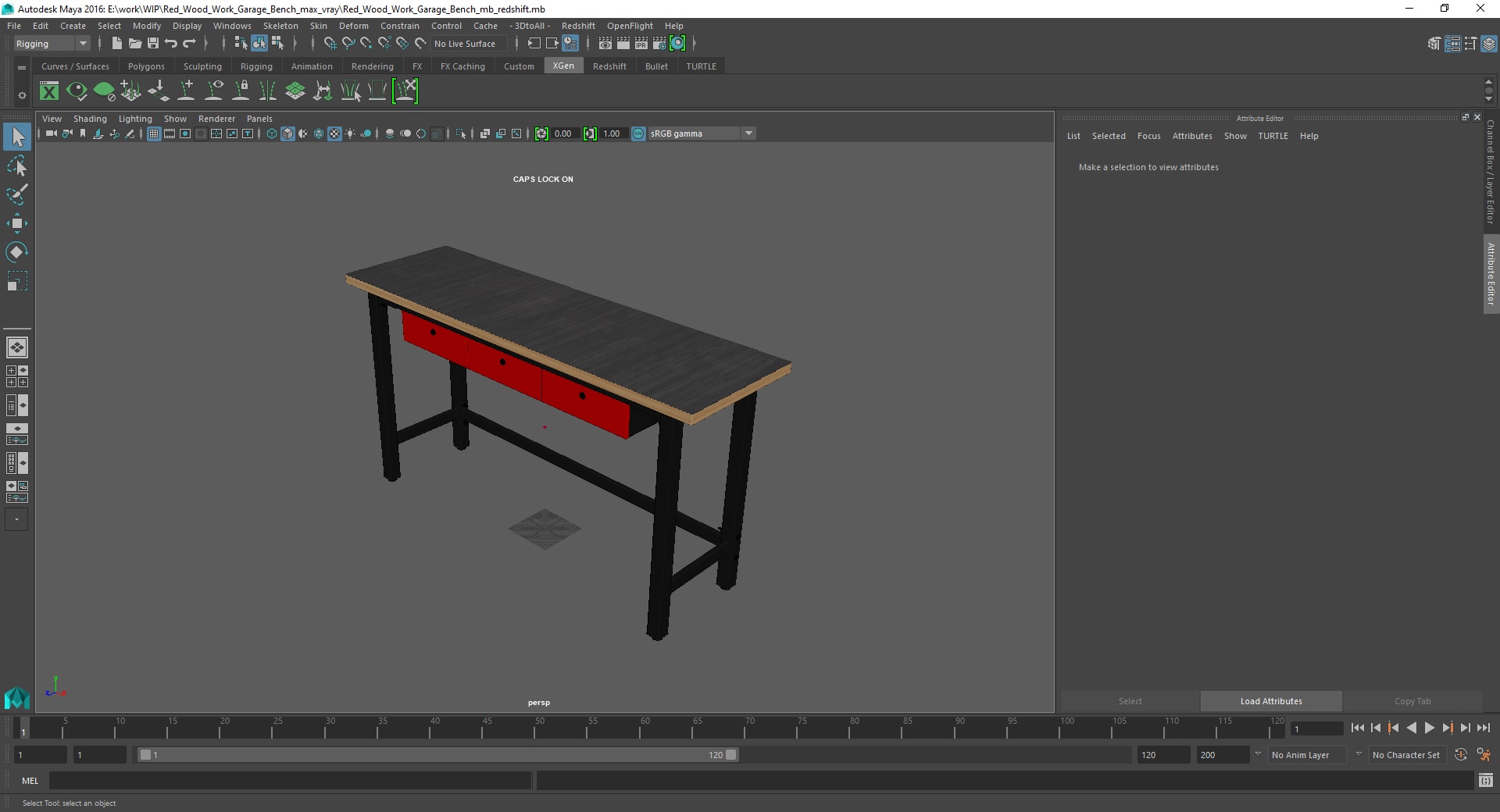 3D Red Wood Work Garage Bench