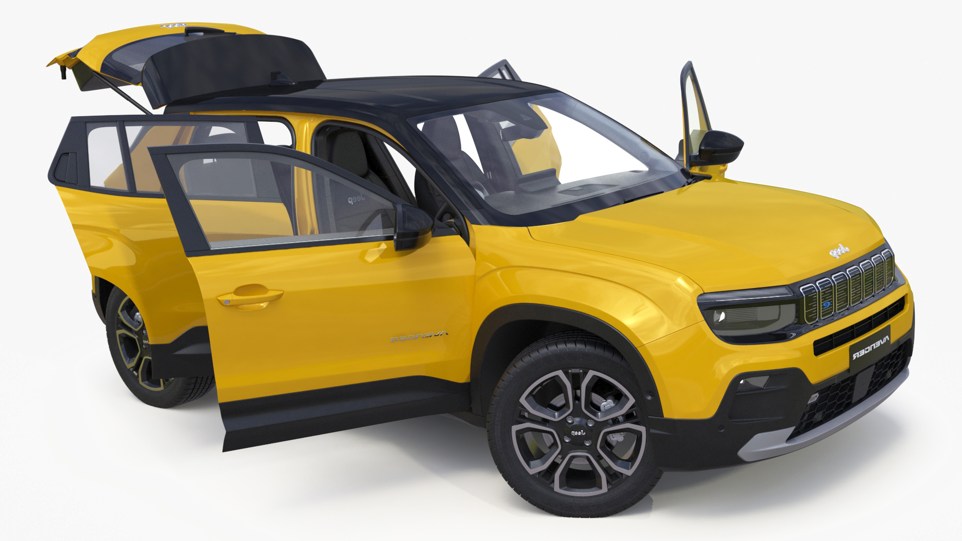 3D model Jeep Avenger Crossover Yellow Rigged for Maya