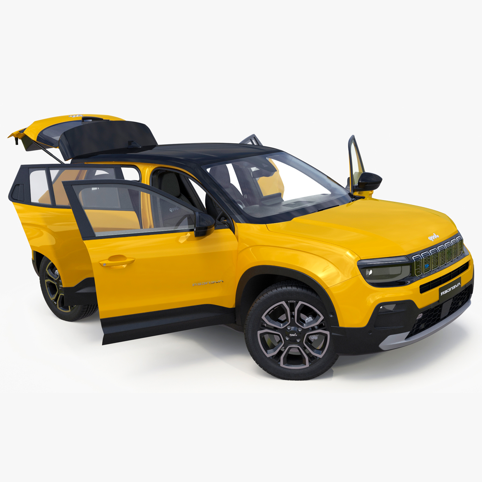 3D model Jeep Avenger Crossover Yellow Rigged for Maya