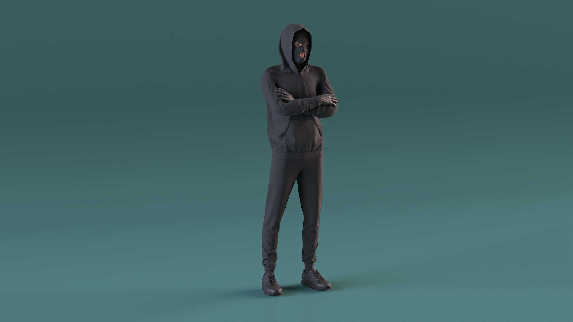 3D Masked Burglar Character Standing Pose model