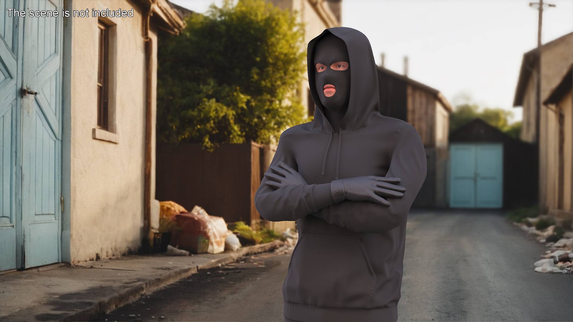 3D Masked Burglar Character Standing Pose model