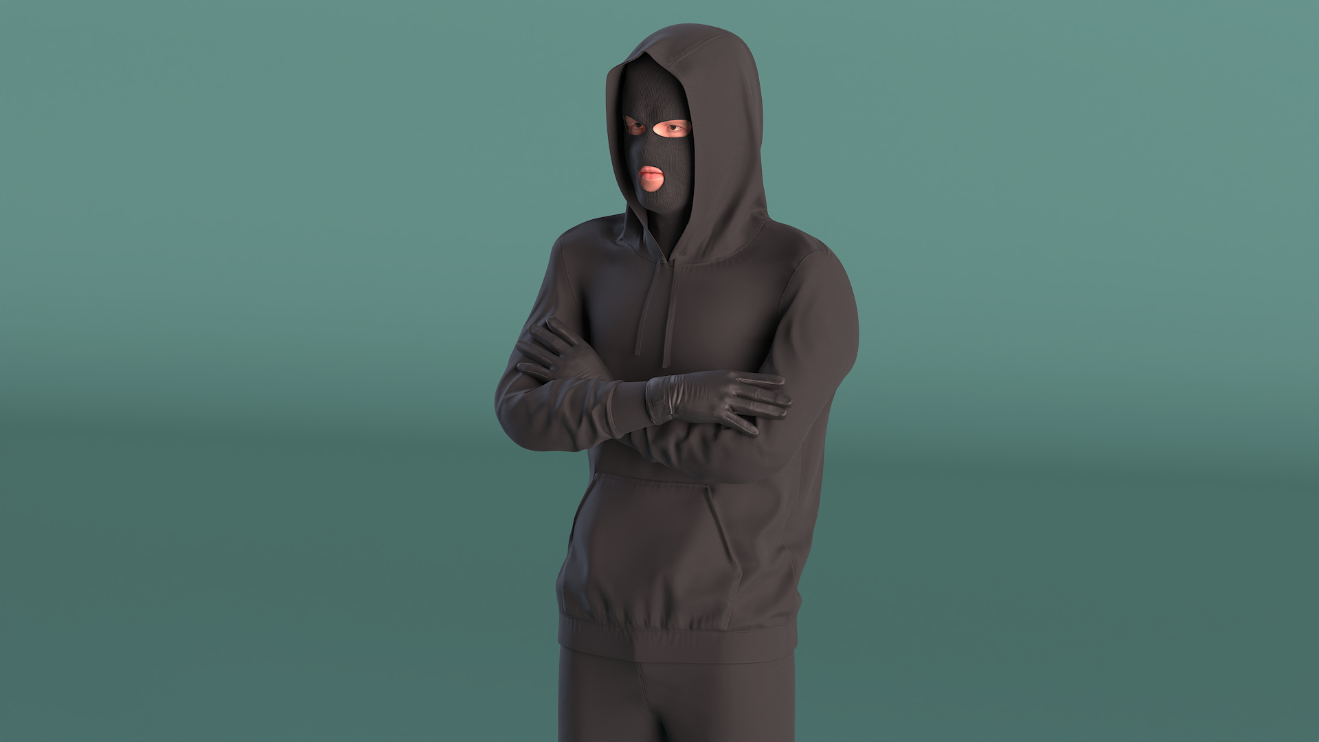 3D Masked Burglar Character Standing Pose model