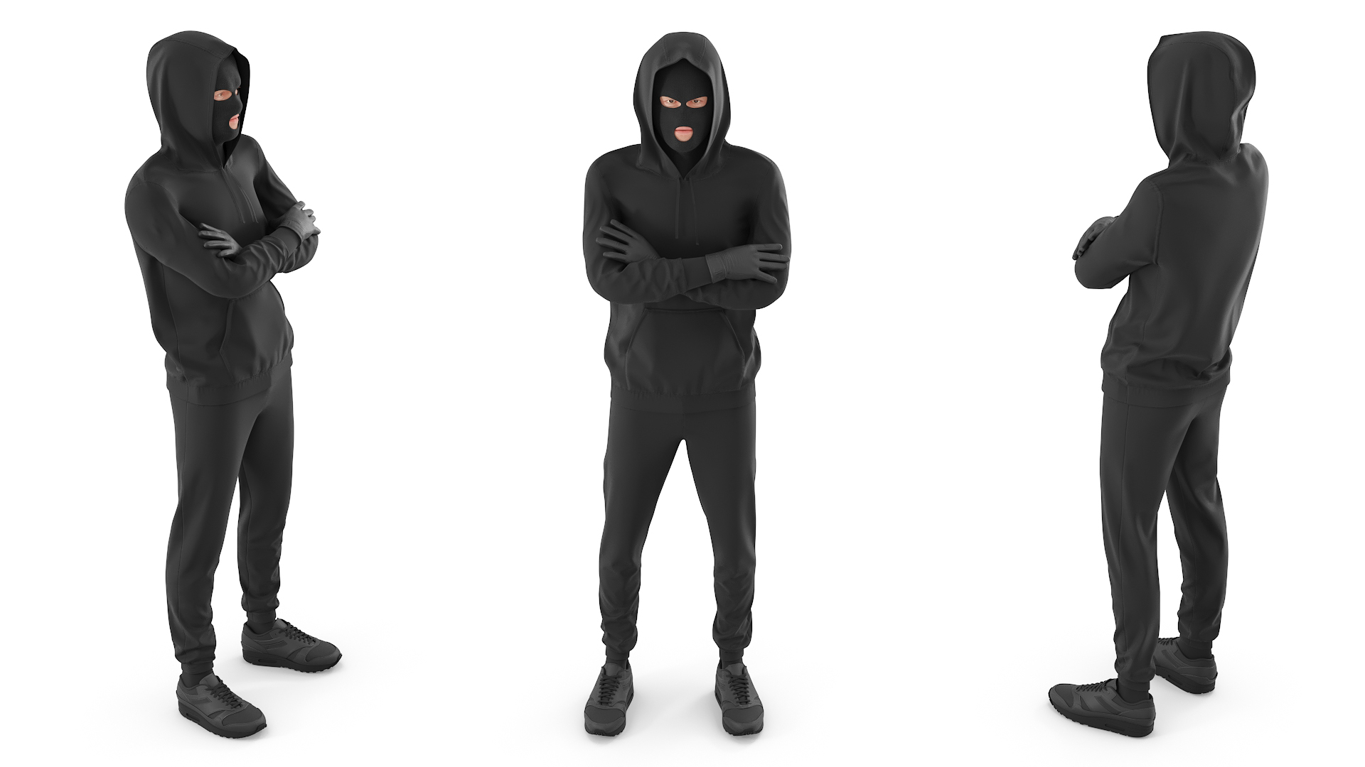 3D Masked Burglar Character Standing Pose model