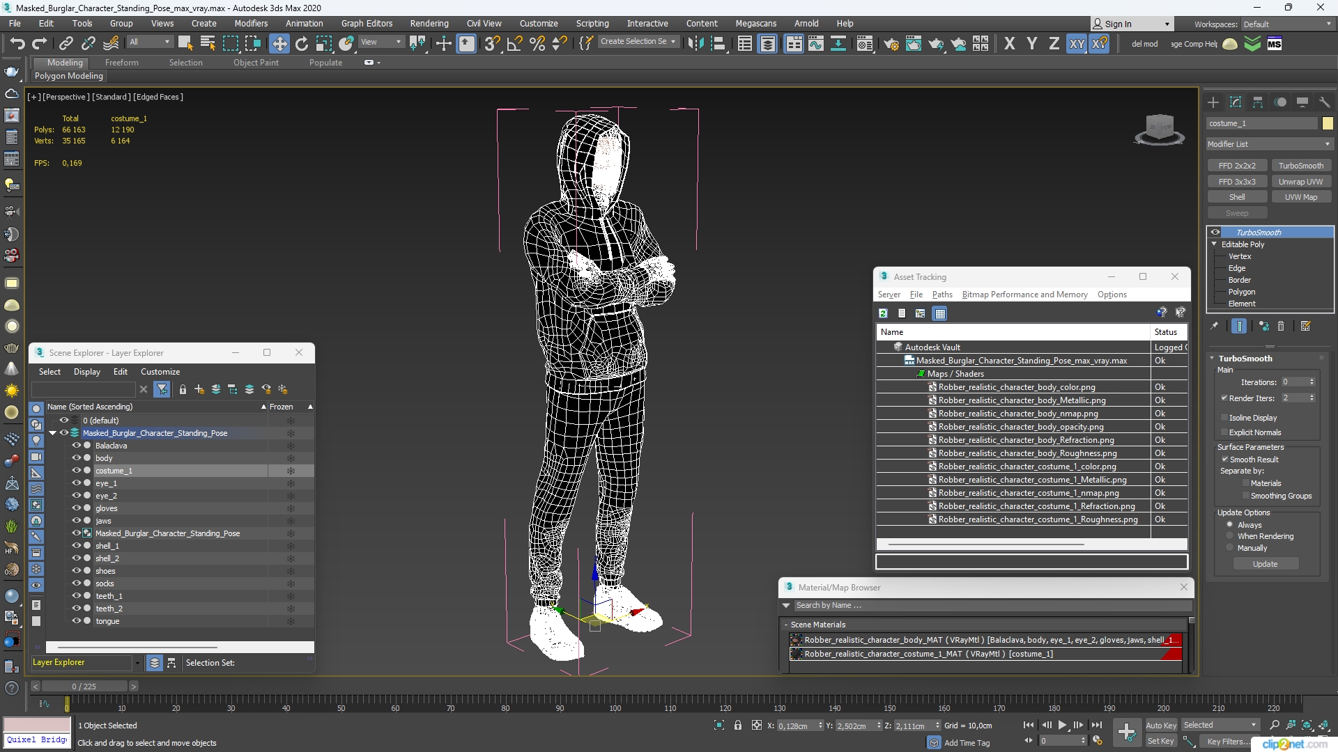 3D Masked Burglar Character Standing Pose model