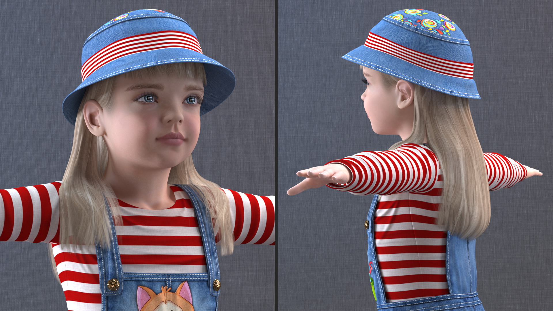 Street Style Baby Girl Rigged 3D model