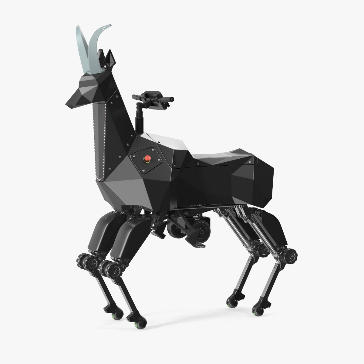 3D model Black Ridable Goat Robot Rigged for Maya