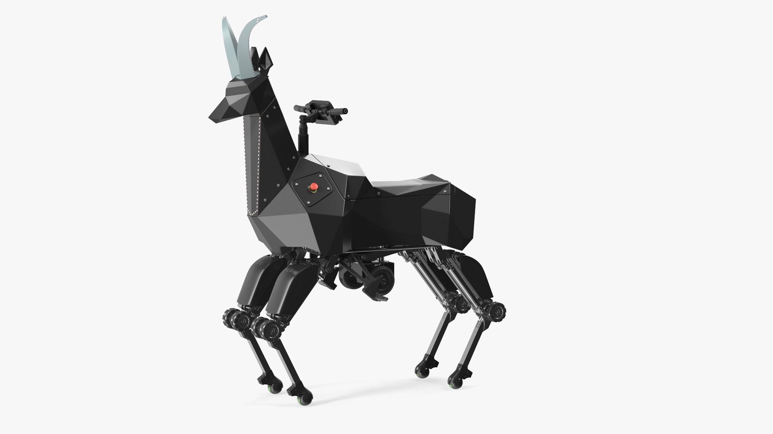 3D model Black Ridable Goat Robot Rigged for Maya