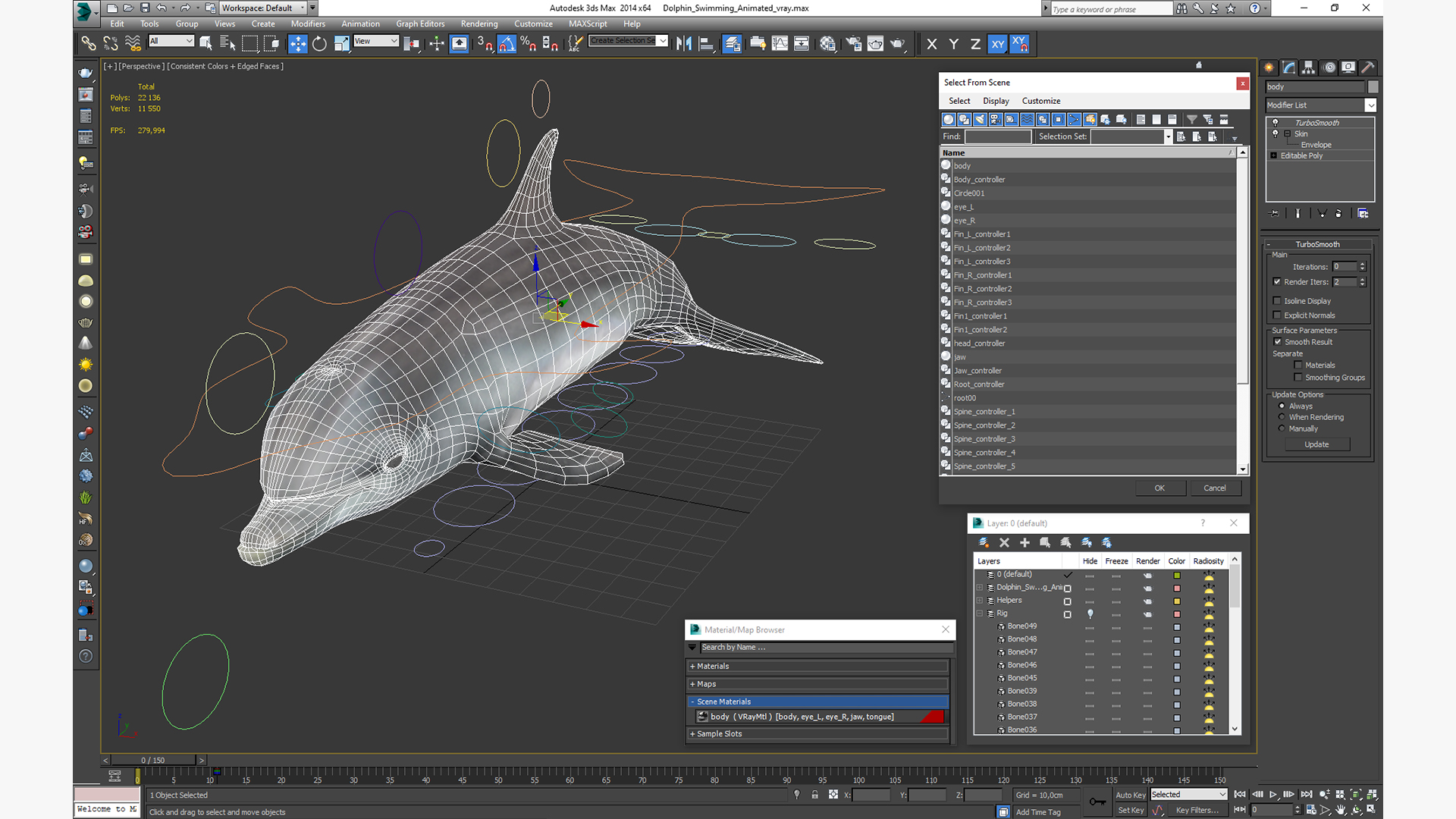 3D model Dolphin Swimming Animated