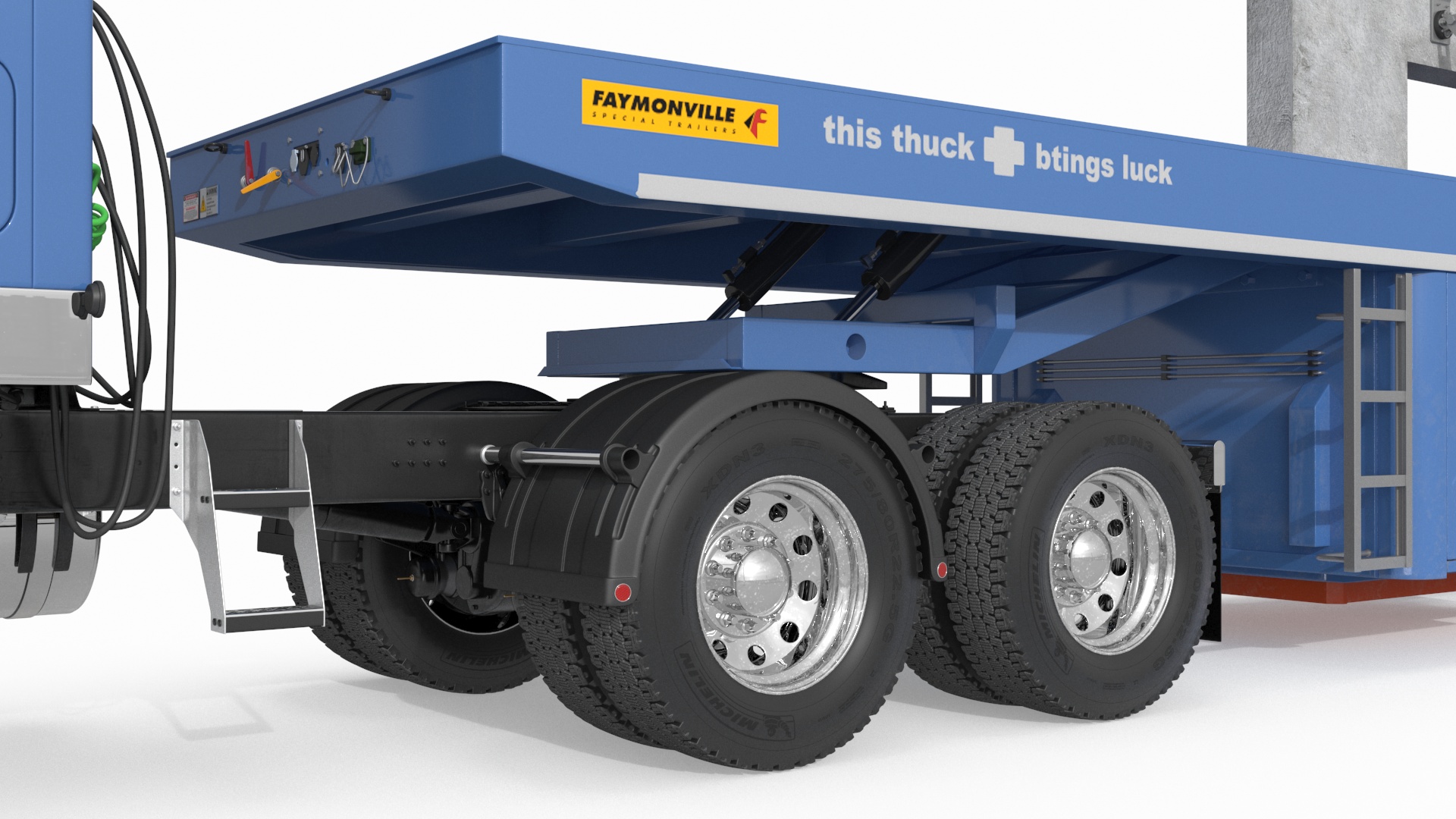 3D model Mack CHU613 Truck with Semi Trailer with Concrete Panel