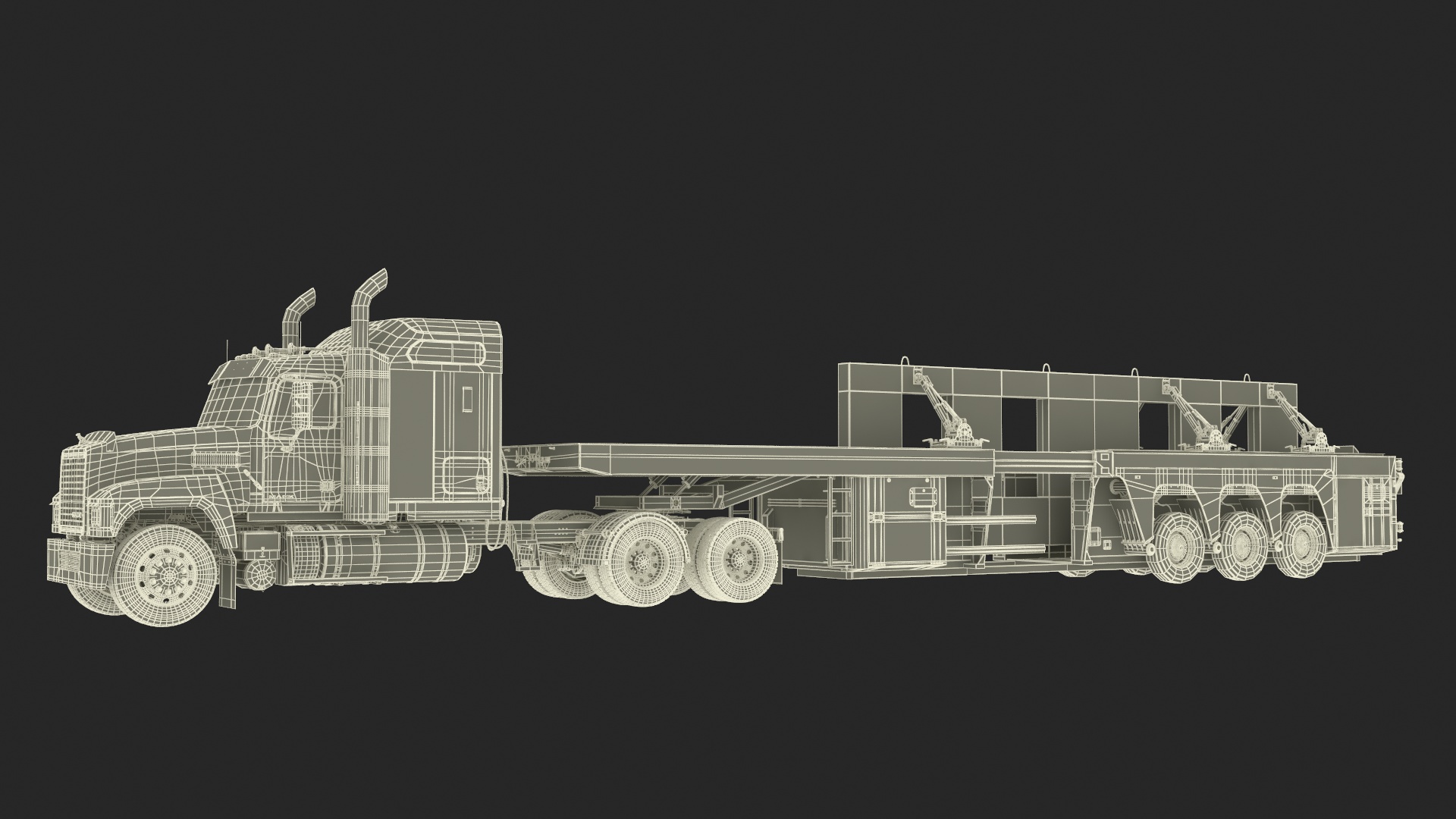 3D model Mack CHU613 Truck with Semi Trailer with Concrete Panel