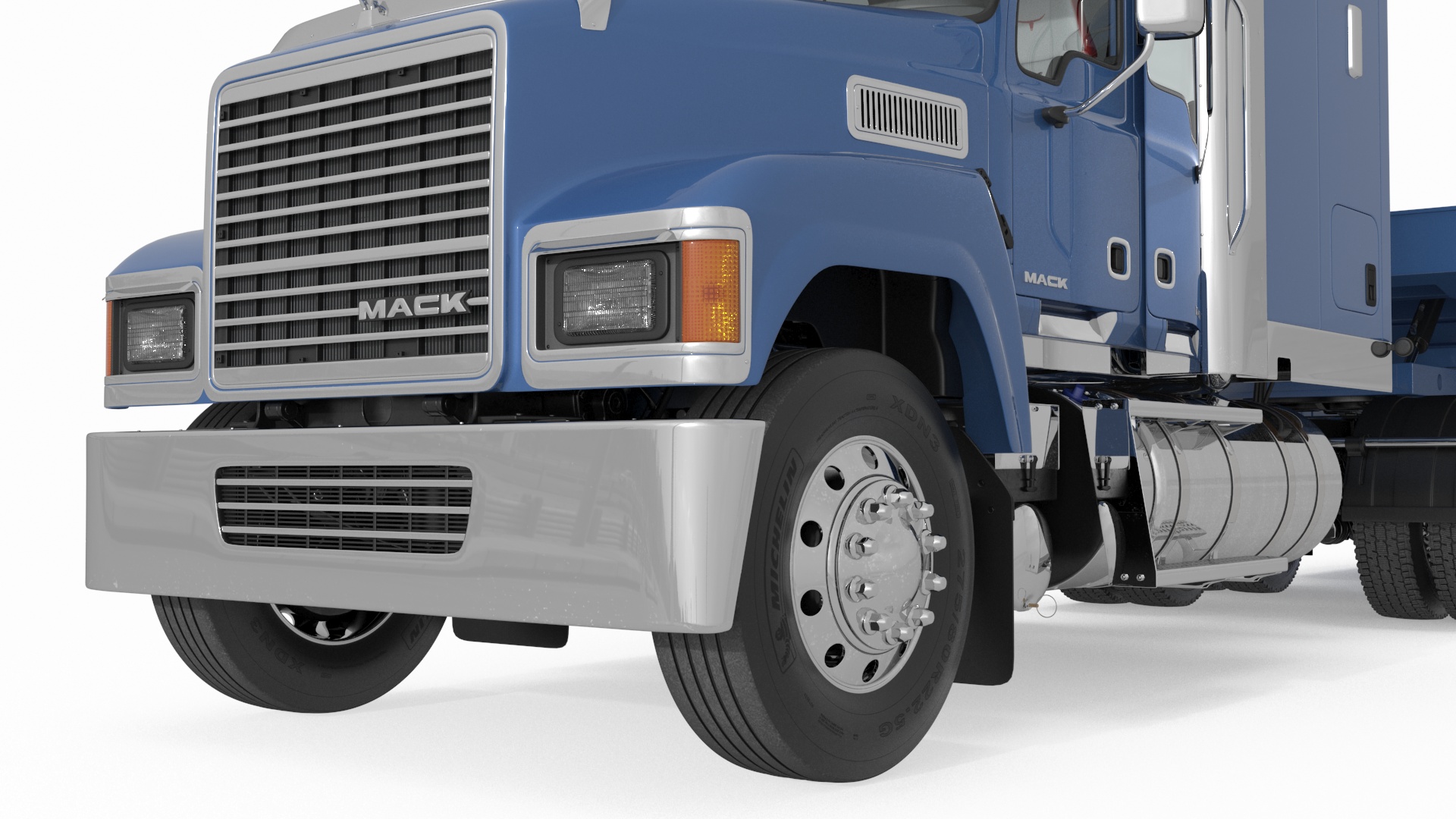 3D model Mack CHU613 Truck with Semi Trailer with Concrete Panel