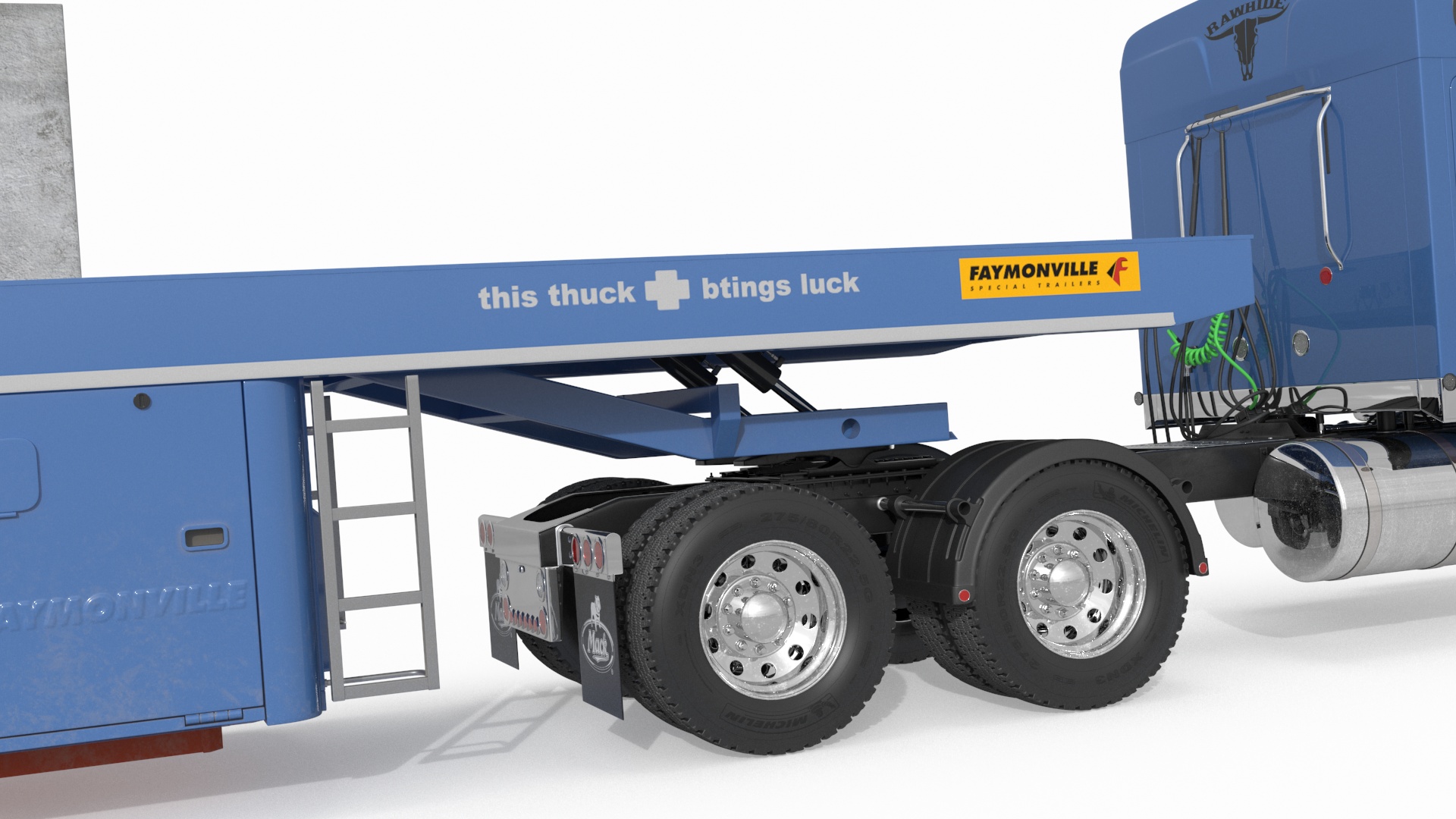 3D model Mack CHU613 Truck with Semi Trailer with Concrete Panel