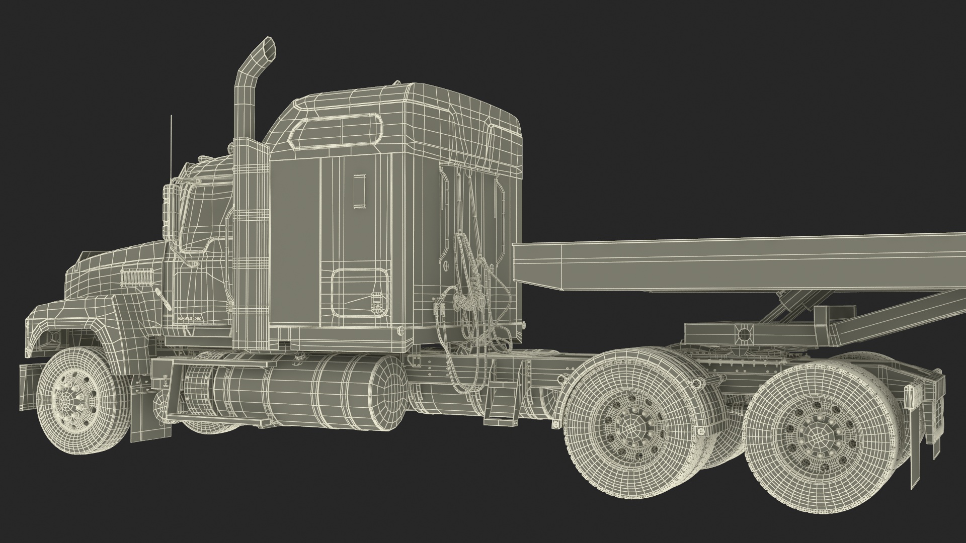 3D model Mack CHU613 Truck with Semi Trailer with Concrete Panel