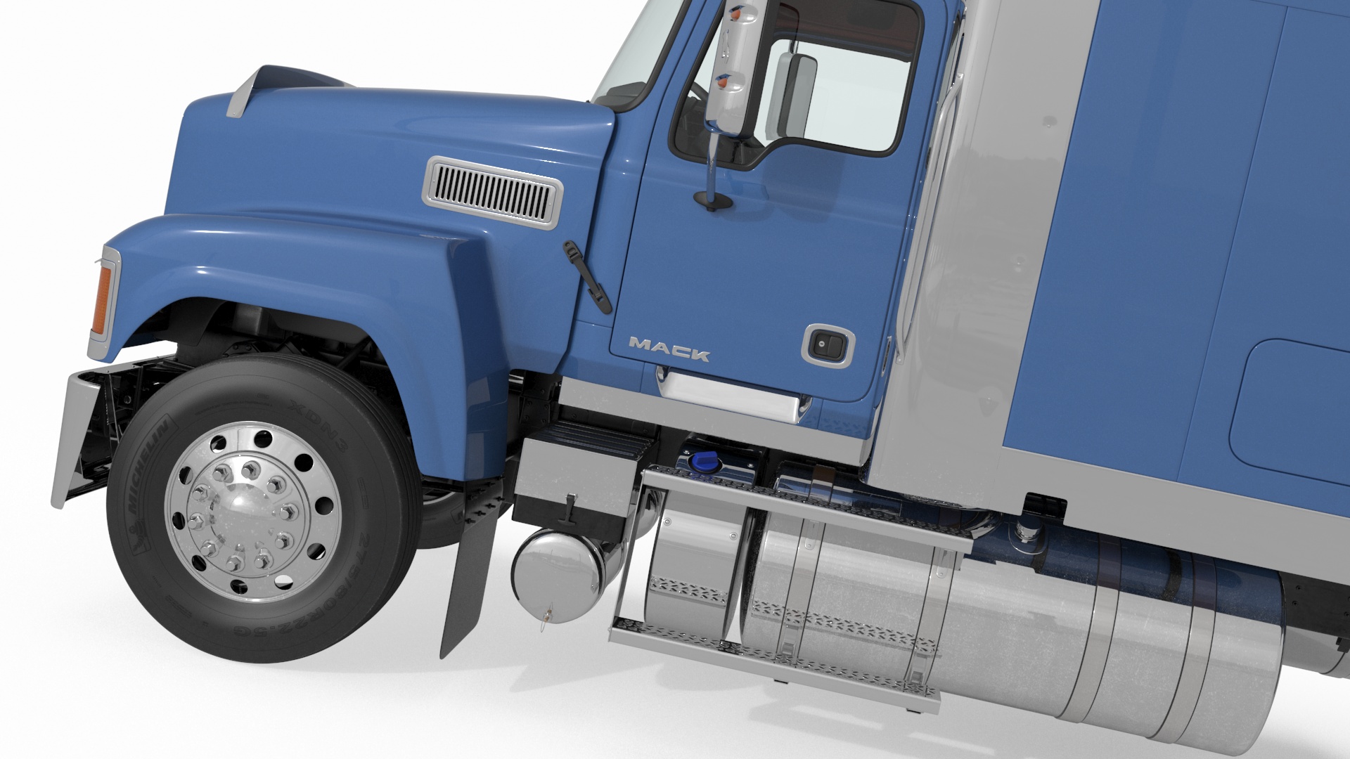 3D model Mack CHU613 Truck with Semi Trailer with Concrete Panel