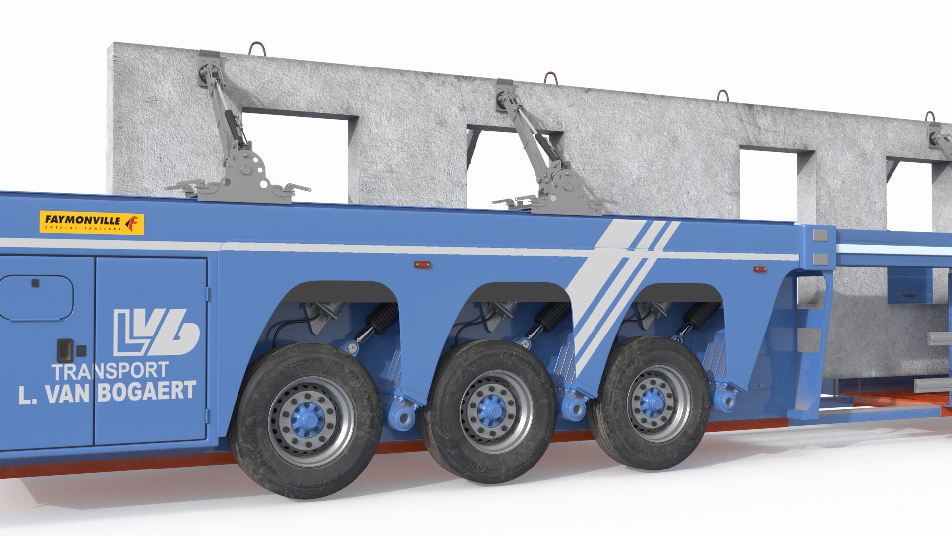 3D model Mack CHU613 Truck with Semi Trailer with Concrete Panel