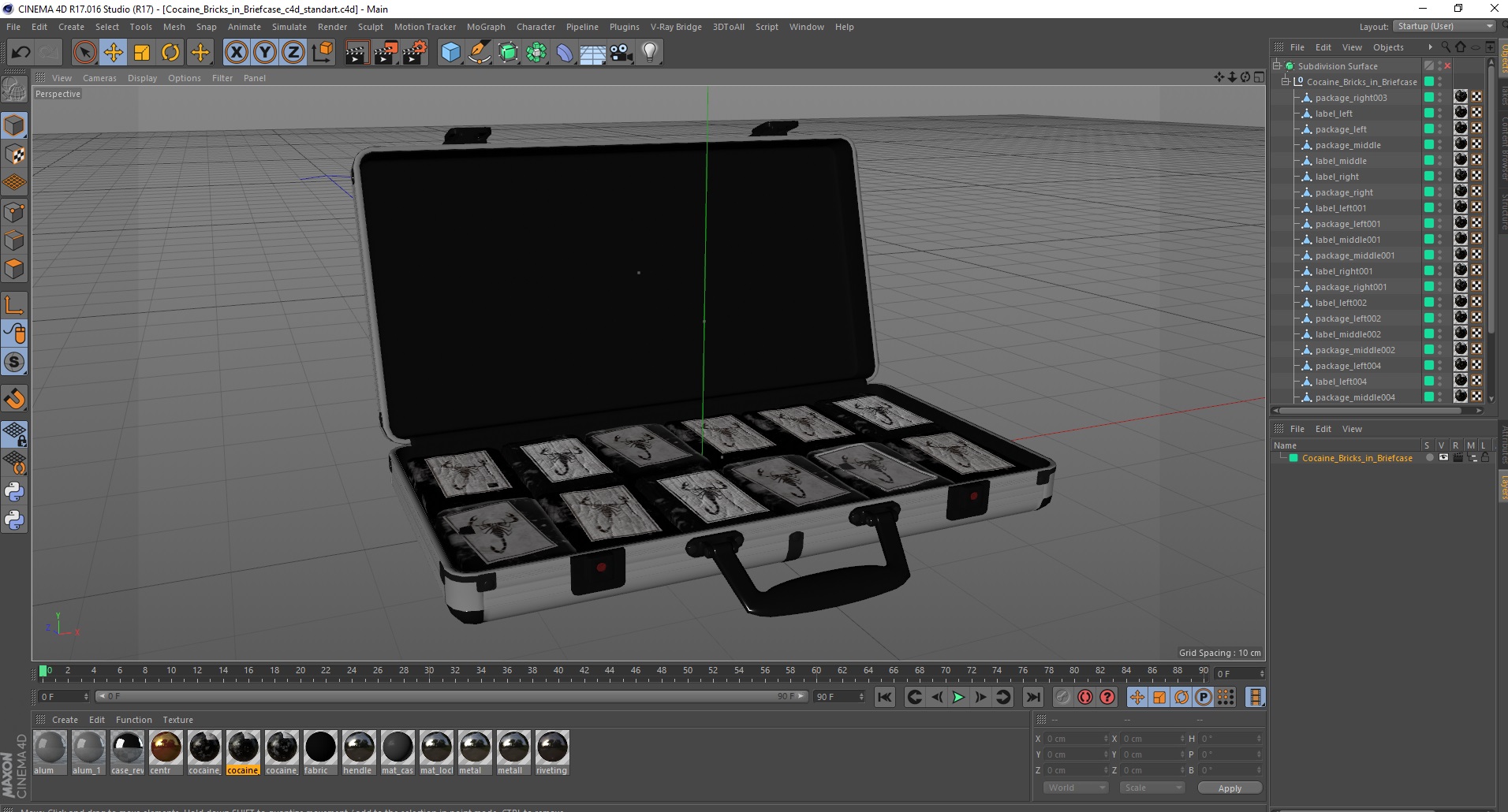 Cocaine Bricks in Briefcase 3D