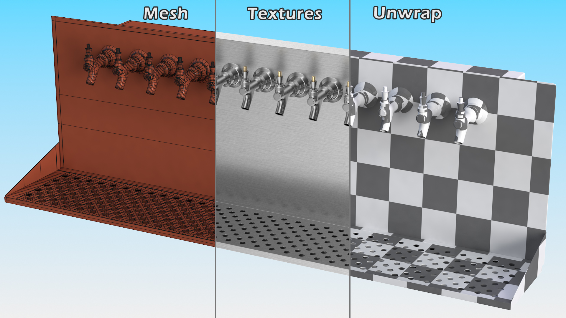 3D model Wall Mount Beer Dispenser 12 Faucet