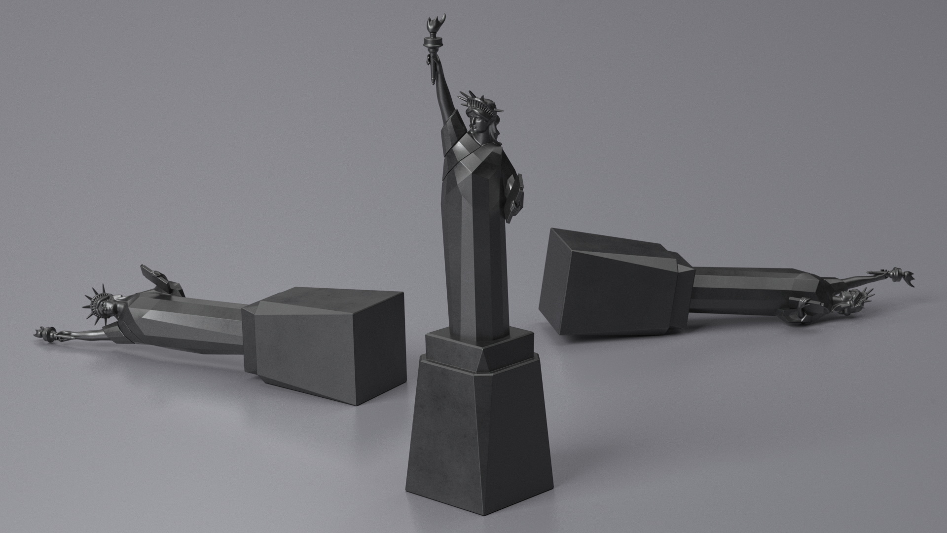 Statue of Liberty Decor Element Black 3D